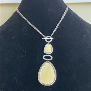 LIA SOPHIA RETIRED SILVER TONE YELLOW TEARDROP COVERTIBLE NECKLACE Pendant